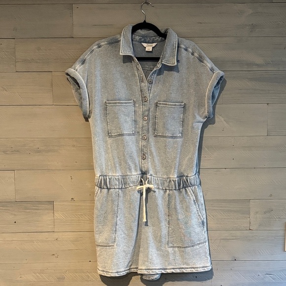 Naturalizer Pants - Naturalizer Light Blue Button-Up Romper